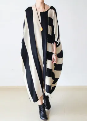 2021 autumn trend stripe baggy dresses silk plus size caftans oversized cotton gown