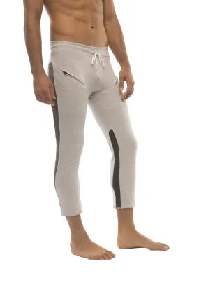 4/5 Zipper Pocket Capri Yoga Pants (GREY w/Charcoal & Black)