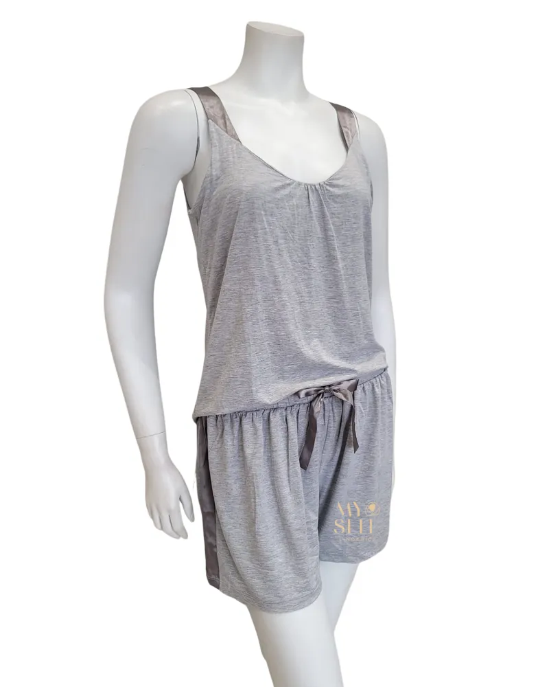 6134 Heather Grey Lounge Modal Cami Pajamas Set