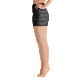 Black White Striped Yoga Shorts, Classic Modern Women's Short Tights-Made in USA/EU