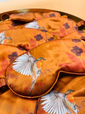 Copper silk eye masks for sleep or meditation in beautiful 'Ember' print hand painted design