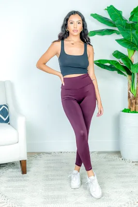 High Waist Compression Yoga Pant Leggings in Eggplant (AP42982)