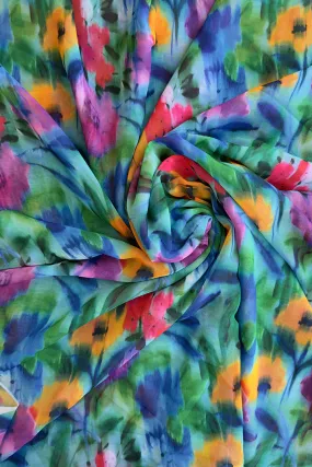 Multicolor Floral Printed Georgette Fabric