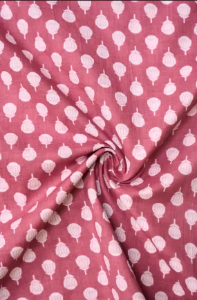 Pastel Pink Butti Printed Summer Pure Cotton Fabric