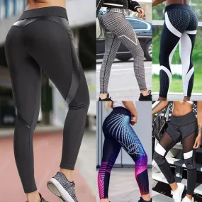 Patchwork Elastic Sport Leggings Yoga Pants