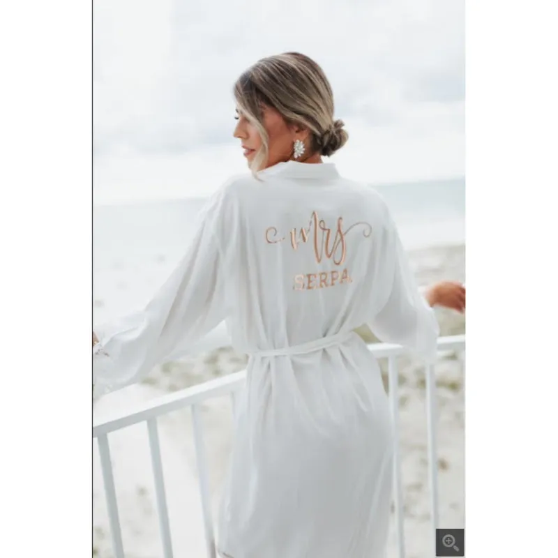 Personalized  Bride Robe With Lace