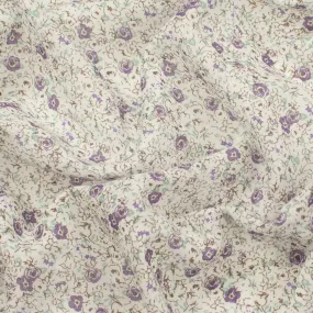 Printed Cotton Voile Design-72 Purple Mini Floral on White