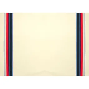 Printed Knits Design-145 Navy & Red Stripes Border Prints on Cream