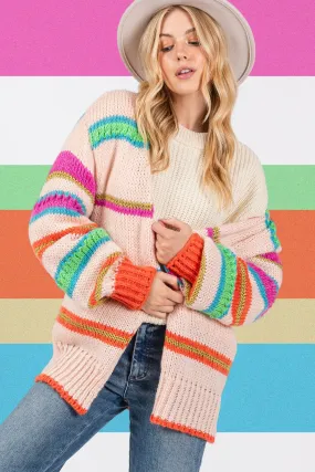 Rainbow Chunky Knit Cardigan