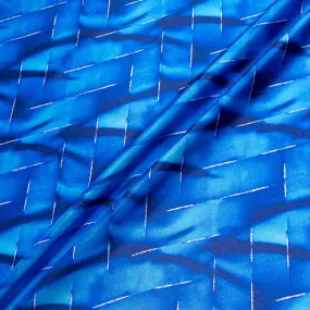 Royal Blue Printed Pure Silk Twill