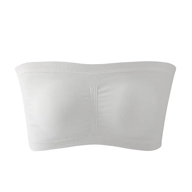 Seamless Bandeau Bra Plus Size Strapless Stretchy Tube Top Bra with Removable Pads for Women