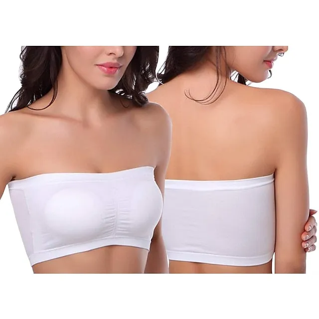 Seamless Bandeau Bra Plus Size Strapless Stretchy Tube Top Bra with Removable Pads for Women
