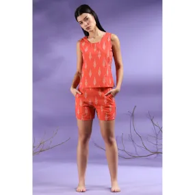 Tropical Leaves on Orange Loungewear Set