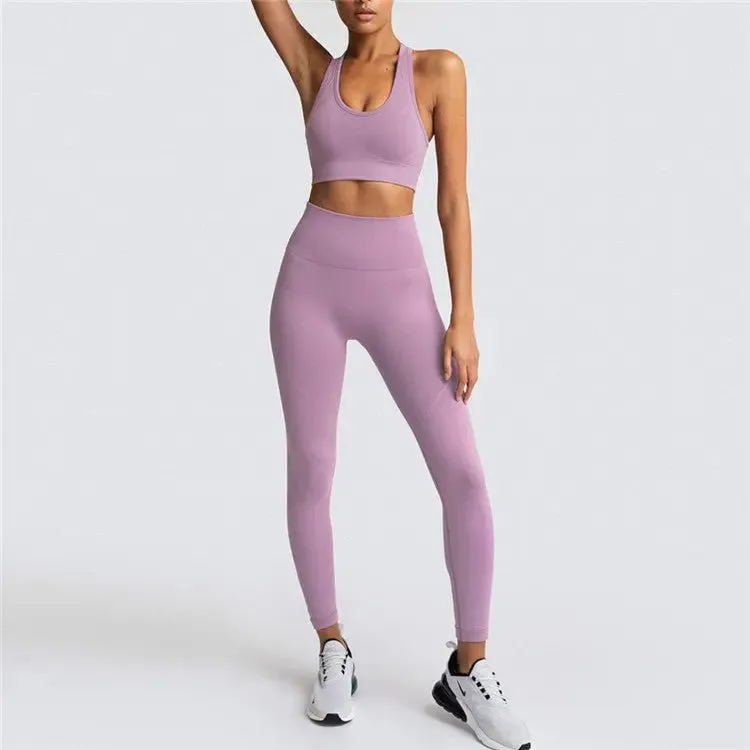 Womens Gym Clothing Set - Crop Top & Leggings Workout Apparel