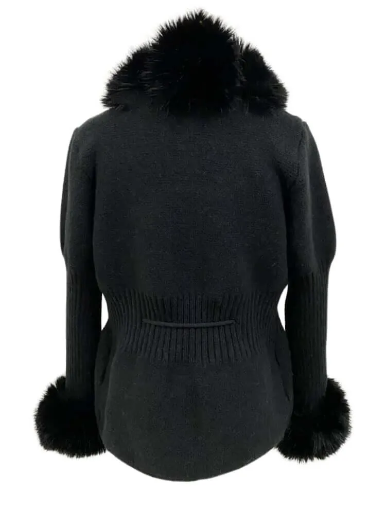 Women's Luxury Knitted Sweater Coat With Detachable Fur in 14 Colors!